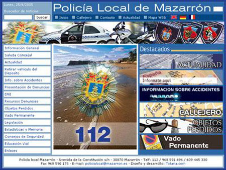 LA POLICÍA LOCAL DE MAZARRÓN ESTRENA PÁGINA WEB